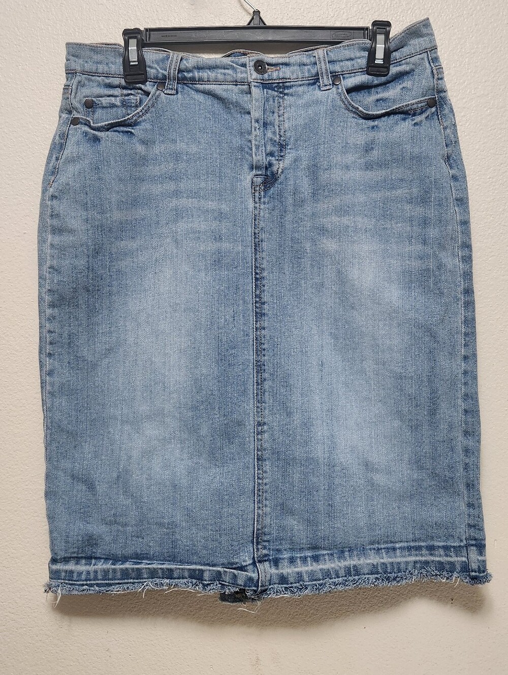 Y2K Mossimo Midi Skirt 8 Light Wash Distressed Hem Pleated Flare Fairy Bohemian